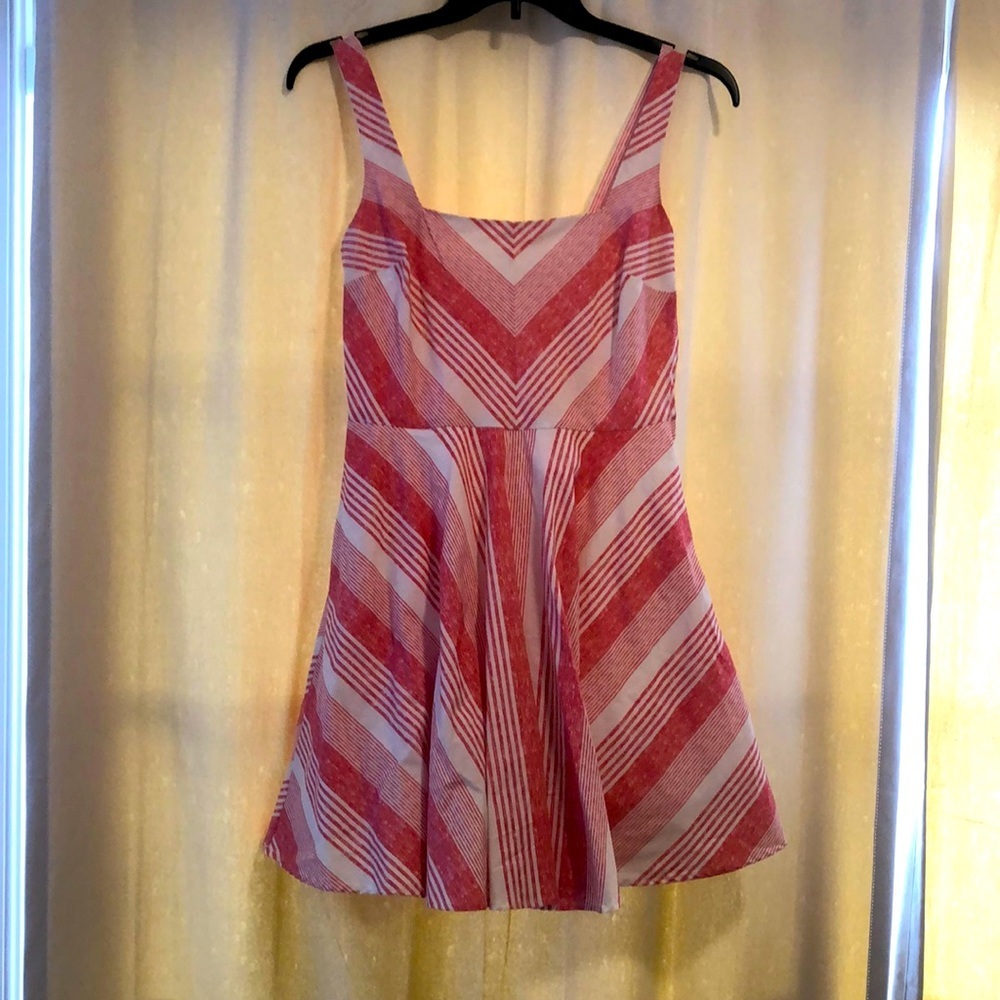NWT Medium Bailey Blue Red and White Sundress with lace underlay